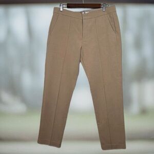 Vince Cupro Blend Stretch Straight-Leg Tailored Trousers Mid-Rise Tan Size 10